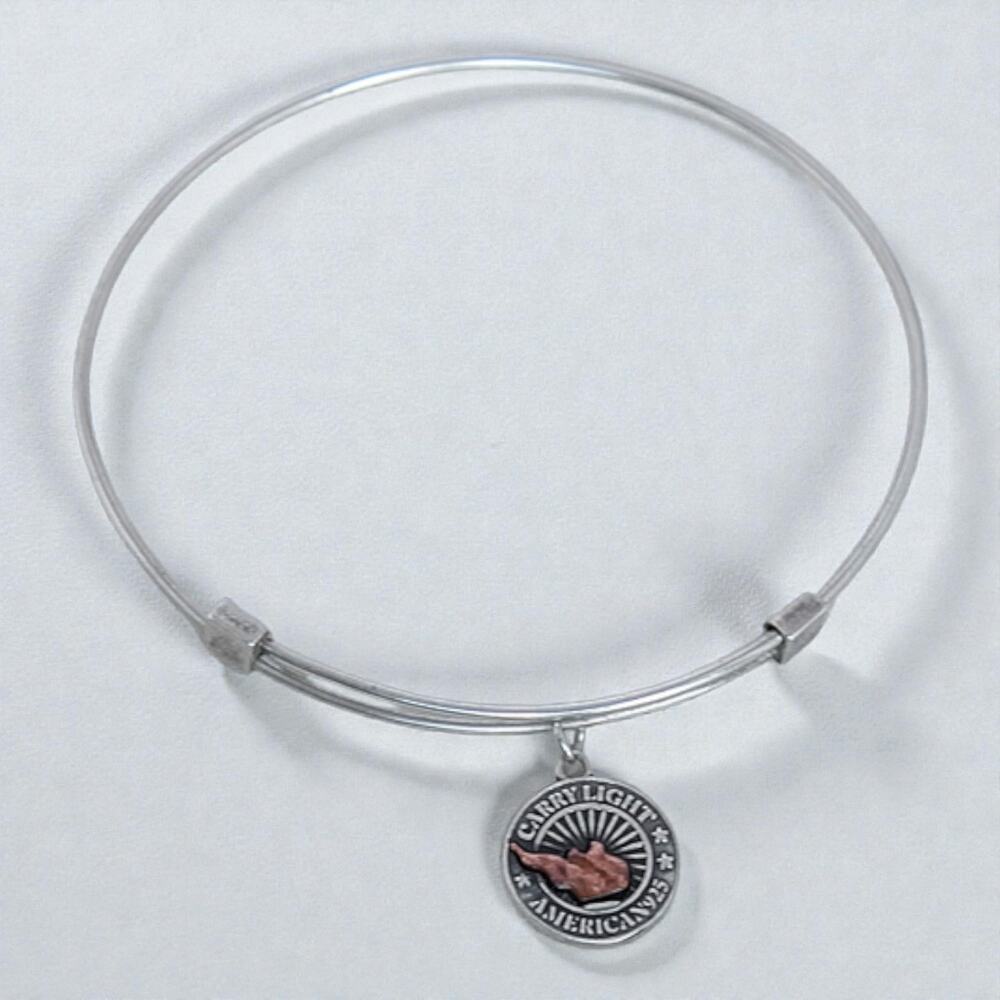 Alex And Ani Liberty Copper Carry Light Charm Bangle 925 Sterling Silver Flame